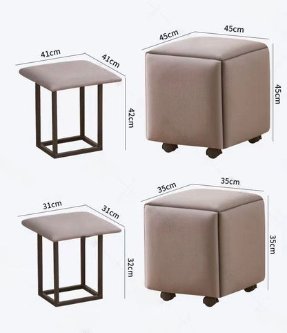 Multi-Color Rolling Ottoman 5 in 1 Stool – Modern Square Storage Seat with Wheels for Home & Office