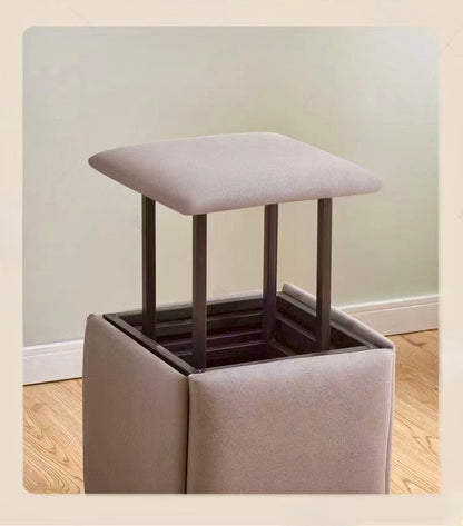 Multi-Color Rolling Ottoman 5 in 1 Stool – Modern Square Storage Seat with Wheels for Home & Office