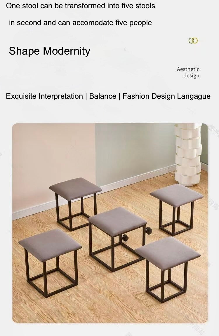 Multi-Color Rolling Ottoman 5 in 1 Stool – Modern Square Storage Seat with Wheels for Home & Office