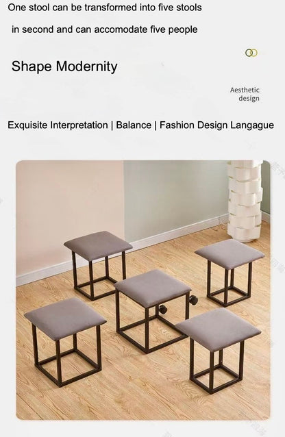 Multi-Color Rolling Ottoman 5 in 1 Stool – Modern Square Storage Seat with Wheels for Home & Office