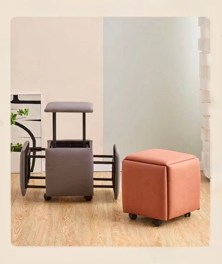 Multi-Color Rolling Ottoman 5 in 1 Stool – Modern Square Storage Seat with Wheels for Home & Office