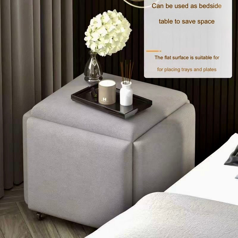 Multi-Color Rolling Ottoman 5 in 1 Stool – Modern Square Storage Seat with Wheels for Home & Office