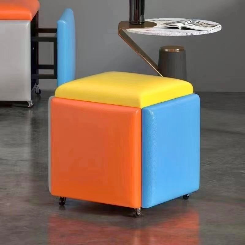 Multi-Color Rolling Ottoman 5 in 1 Stool – Modern Square Storage Seat with Wheels for Home & Office