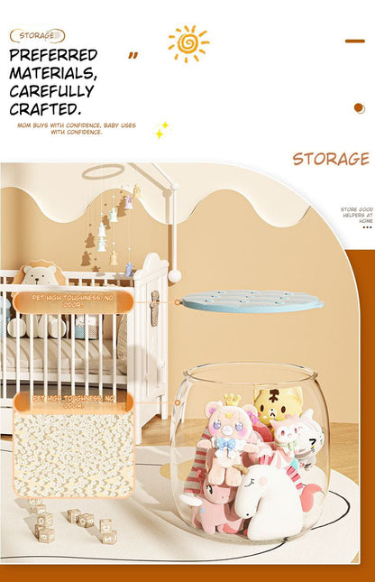 Snuggle Pod: Multi-Purpose Transparent Toy Storage Stool – 150 lbs Load, Waterproof, Dustproof, Kids & Home Organizer