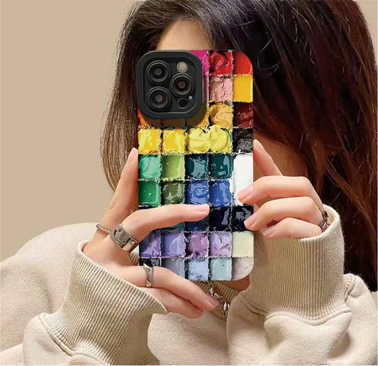 Color Palette Textured Soft TPU iPhone Case – Vibrant & Artistic Design