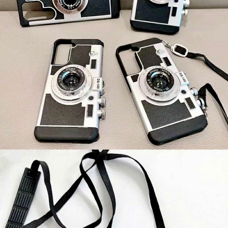 Retro Camera Aesthetic Case with Lanyard