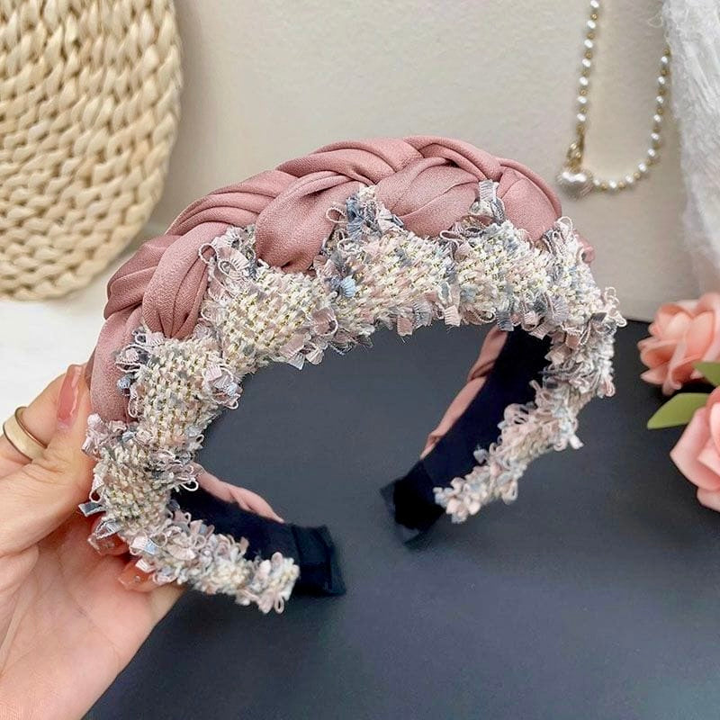 French Braided Crystal Headband – Luxury Floral Rhinestone Hairband