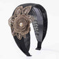 3D Flower Embellished Headband – Luxury Textured Hairband with Crystal Detail