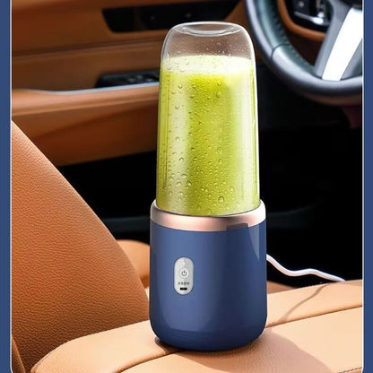 Portable Electric Juicer Blender – USB Rechargeable Mini Smoothie Maker with 6-Blade Stainless Steel Cutter | Includes FREE 400ml Fashion Travel Cup | Travel & Car Friendly