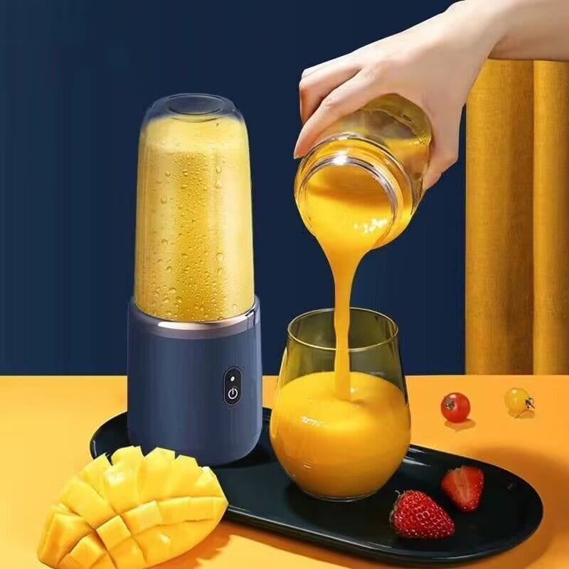 Portable Electric Juicer Blender – USB Rechargeable Mini Smoothie Maker with 6-Blade Stainless Steel Cutter | Includes FREE 400ml Fashion Travel Cup | Travel & Car Friendly
