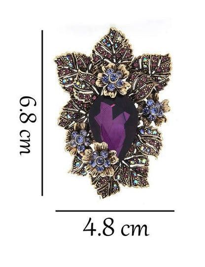 Imperial Amethyst Crystal Brooch – Regal Floral Masterpiece with Faceted Purple Gem | High-Luxury Statement Brooch for Elite Styling