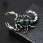 Scorpion Couture Brooch – Silver-Tone Sculptural Scorpion with Teal Enamel | High-Fashion Statement Lapel Accent