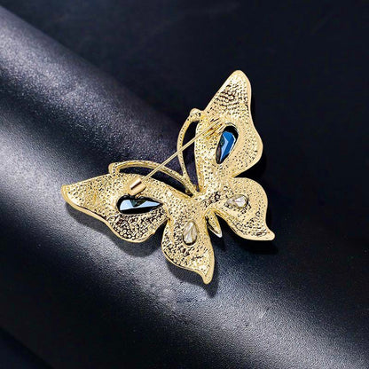 Imperial Aurora Butterfly Brooch – Majestic Crystal Wings in Royal Blue & Amethyst | Grand Couture Statement Brooch