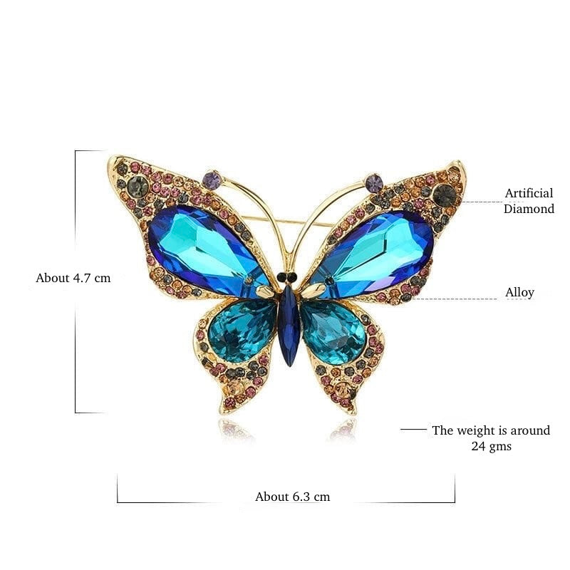 Imperial Aurora Butterfly Brooch – Majestic Crystal Wings in Royal Blue & Amethyst | Grand Couture Statement Brooch