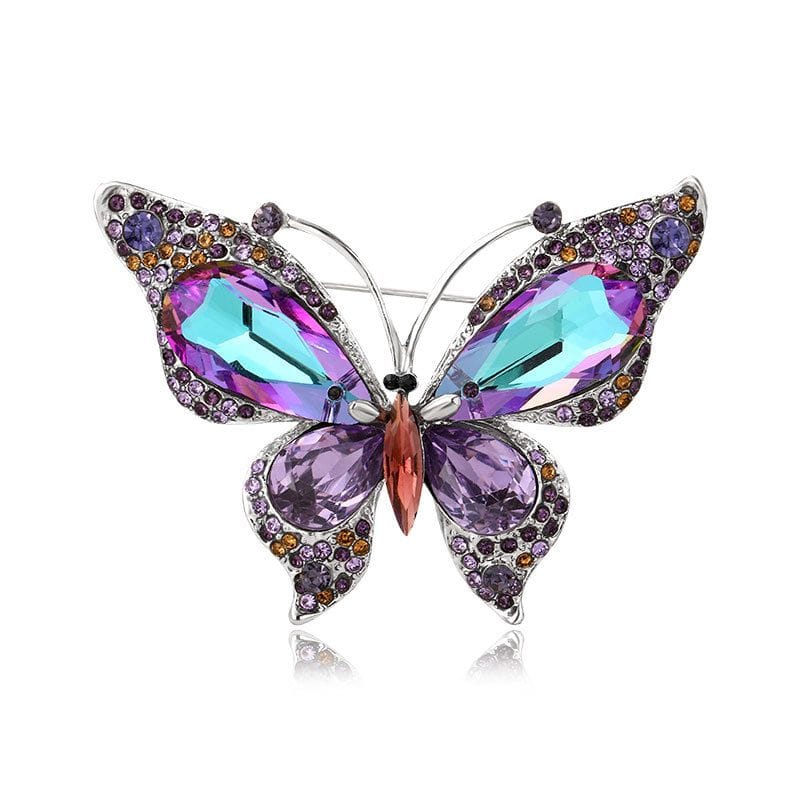 Imperial Aurora Butterfly Brooch – Majestic Crystal Wings in Royal Blue & Amethyst | Grand Couture Statement Brooch