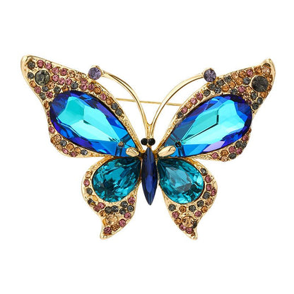 Imperial Aurora Butterfly Brooch – Majestic Crystal Wings in Royal Blue & Amethyst | Grand Couture Statement Brooch