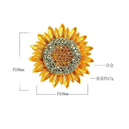Golden Helios Sunflower Brooch – Regal Crystal Emblem