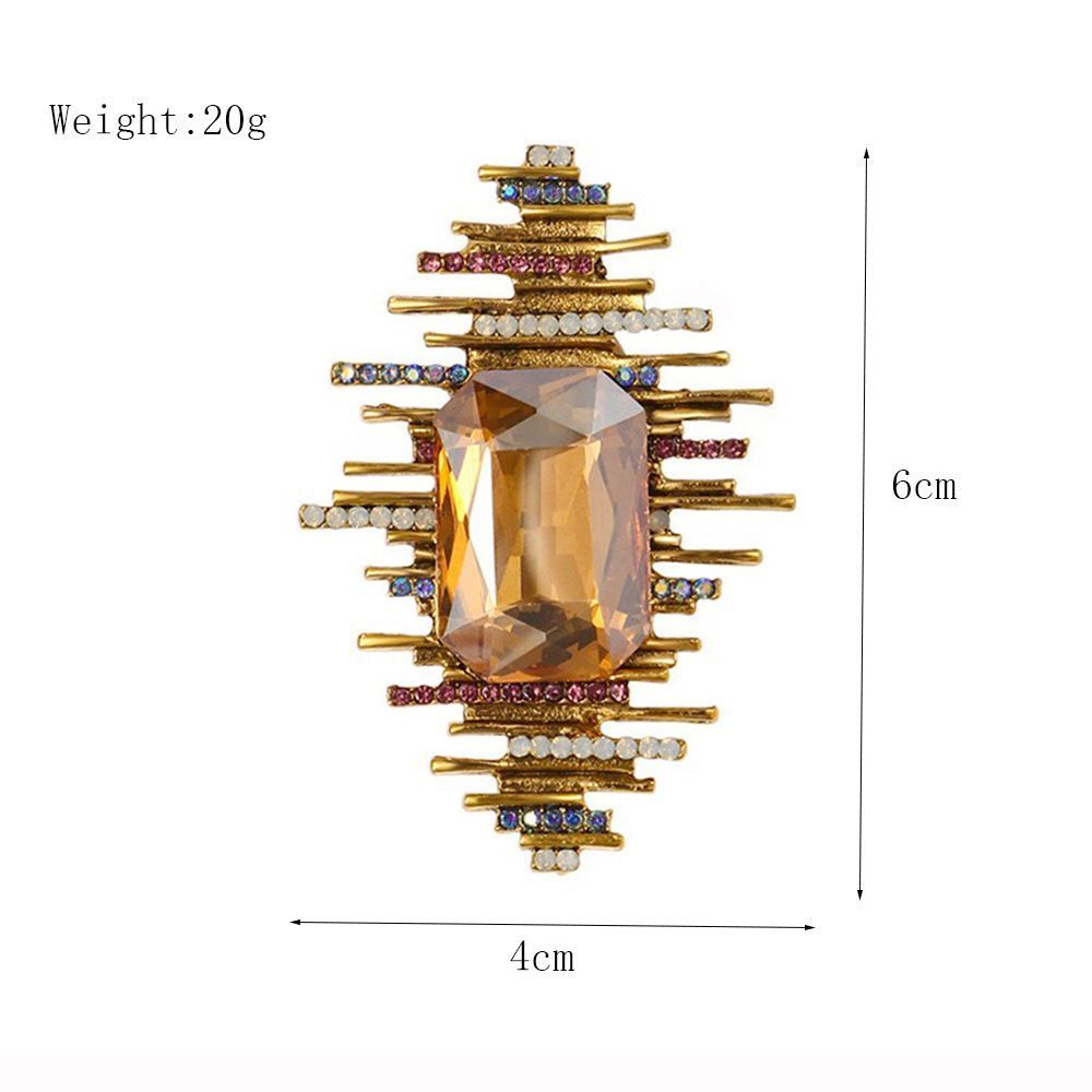 Imperial Prism Bar Brooch – Champagne Gold, Royal Blue & Garnet Crystal Statement