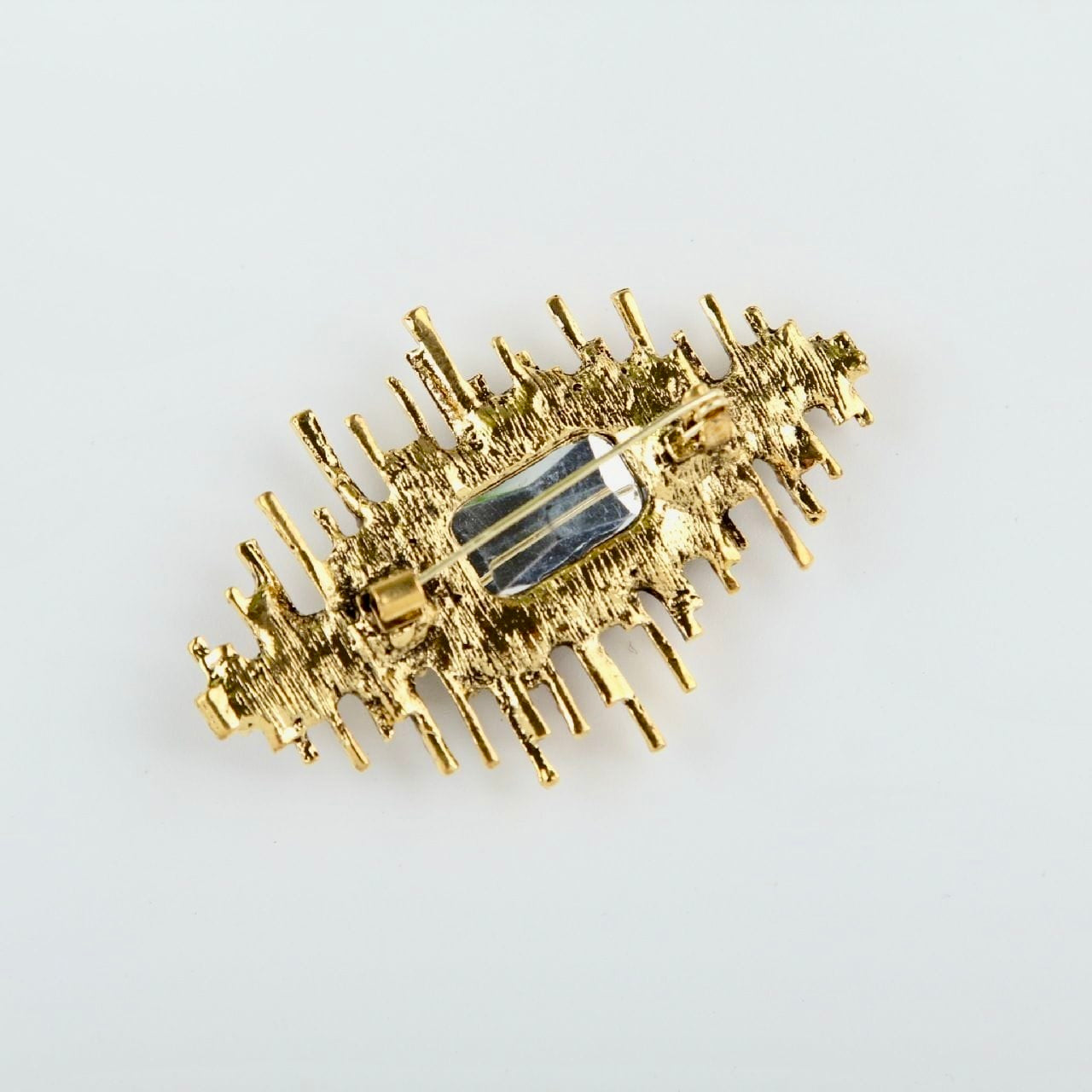 Imperial Prism Bar Brooch – Champagne Gold, Royal Blue & Garnet Crystal Statement