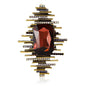 Imperial Prism Bar Brooch – Champagne Gold, Royal Blue & Garnet Crystal Statement