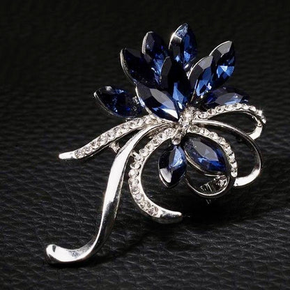 Bougainville Bloom Crystal Brooch – Blue Floral Statement Pin