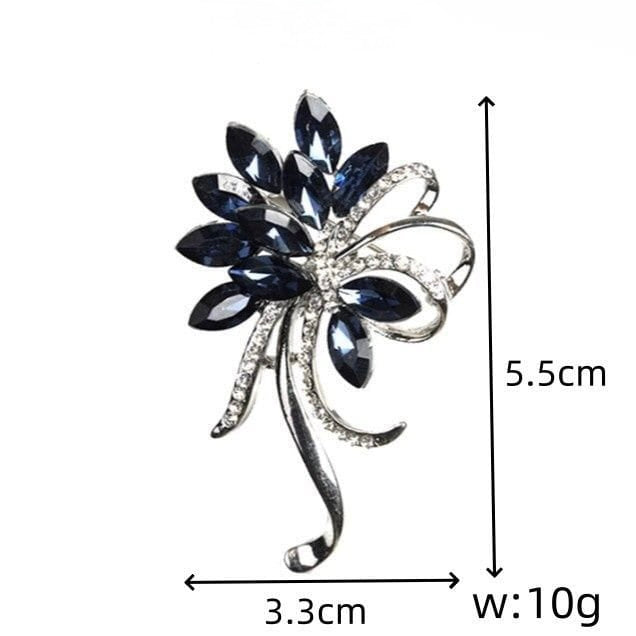 Bougainville Bloom Crystal Brooch – Blue Floral Statement Pin