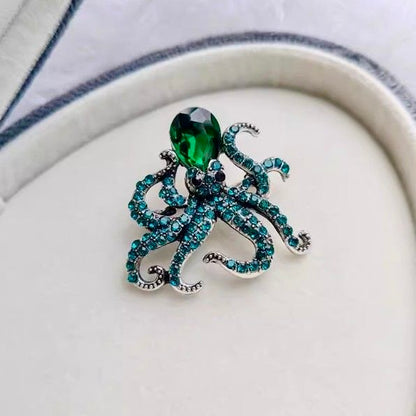 Crystal Octopus Brooch – Ocean-Inspired Statement Pin