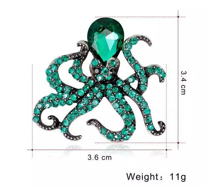 Crystal Octopus Brooch – Ocean-Inspired Statement Pin