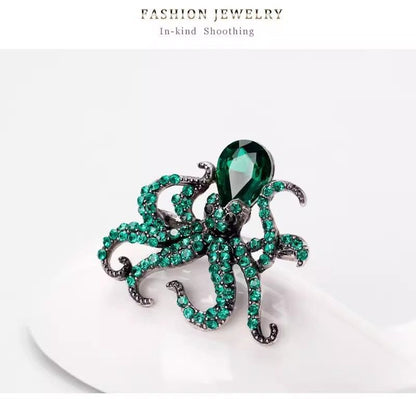 Crystal Octopus Brooch – Ocean-Inspired Statement Pin