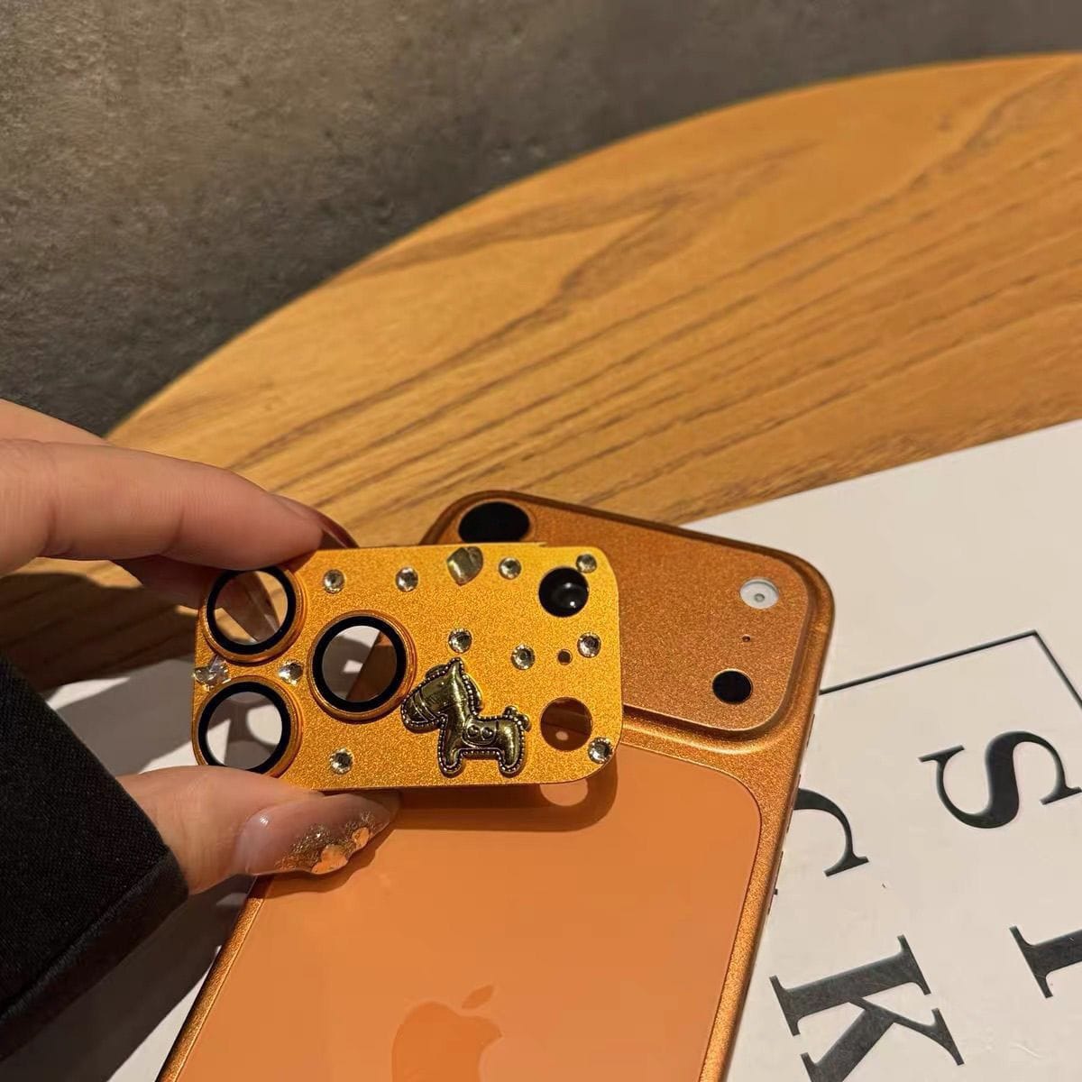 Golden Horse Crystal Camera Guard for iPhone 17 Pro Max