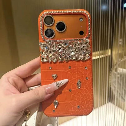 Aurelia Crystal Cascade Croc-Texture Luxury Case for iPhone 17 Pro & 17 Pro Max