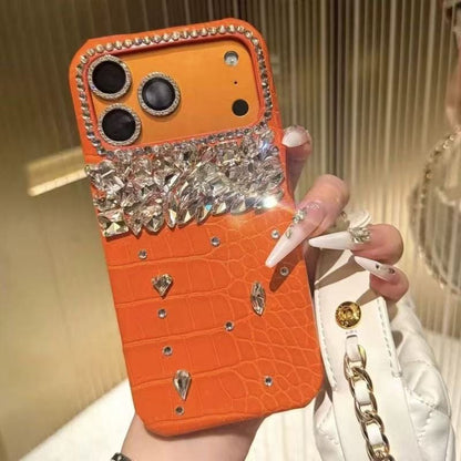 Aurelia Crystal Cascade Croc-Texture Luxury Case for iPhone 17 Pro & 17 Pro Max