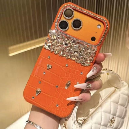 Aurelia Crystal Cascade Croc-Texture Luxury Case for iPhone 17 Pro & 17 Pro Max