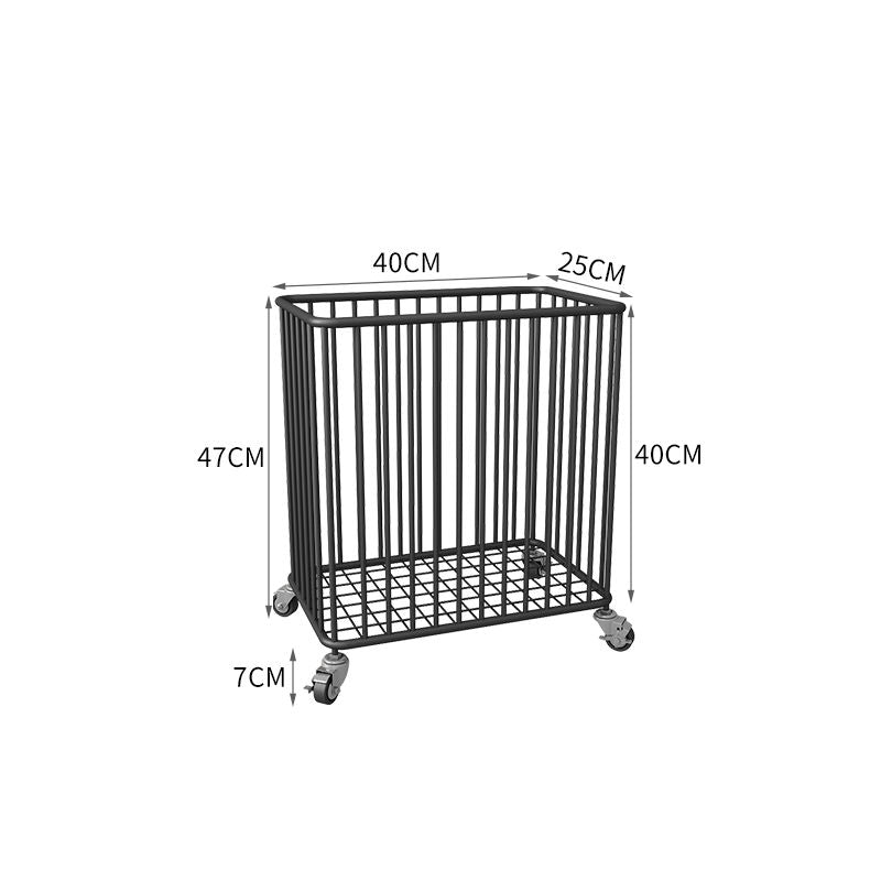Black metal cart with dimensions labeled on a white background