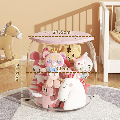 Snuggle Pod: Multi-Purpose Transparent Toy Storage Stool – 150 lbs Load, Waterproof, Dustproof, Kids & Home Organizer