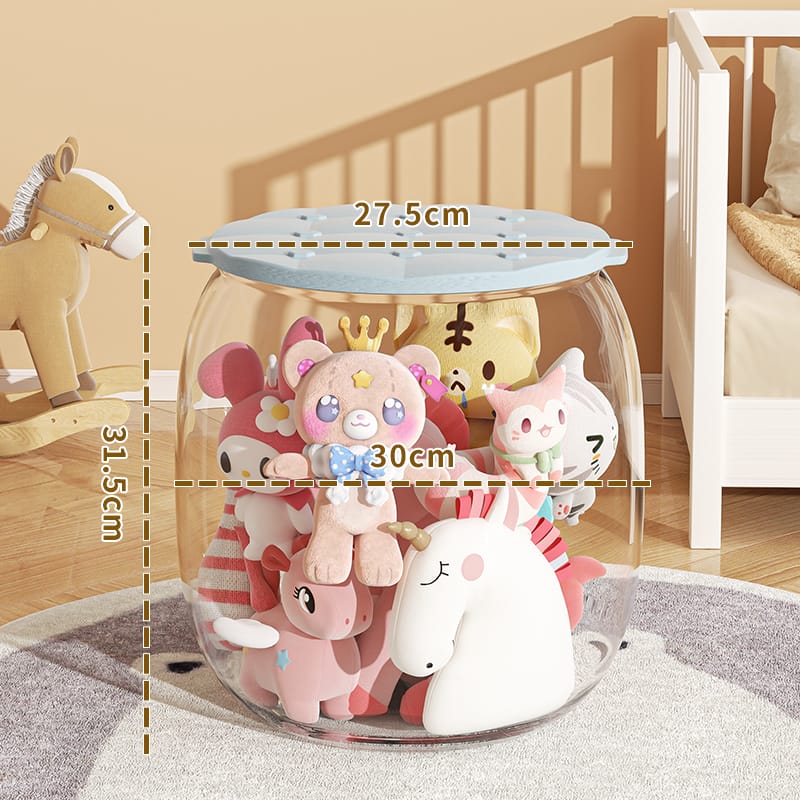 Snuggle Pod: Multi-Purpose Transparent Toy Storage Stool – 150 lbs Load, Waterproof, Dustproof, Kids & Home Organizer