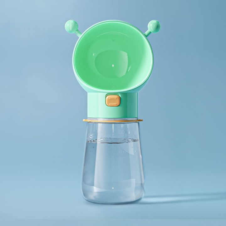 Portable Pet Water Bottle with Bowl – 430ml Leak-Proof Travel Water Dispenser for Dogs & Cats