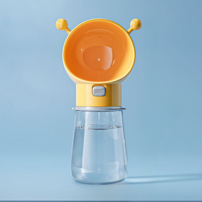 Portable Pet Water Bottle with Bowl – 430ml Leak-Proof Travel Water Dispenser for Dogs & Cats
