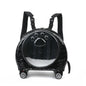 Black and transparent round backpack with wheels on a white background