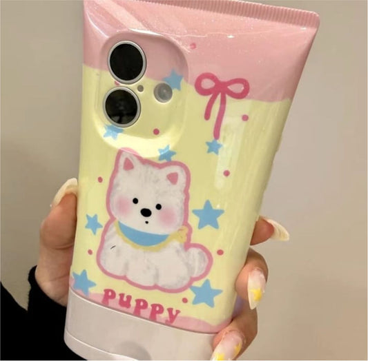 Cute Puppy Cartoon iPhone Case pastel design