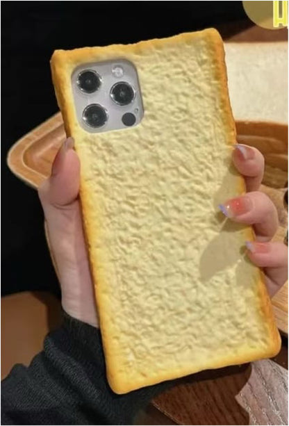 Funny Toast Bread iPhone Case | 3D Soft Silicone Food Cover for iPhone 14, 15, 16 Series