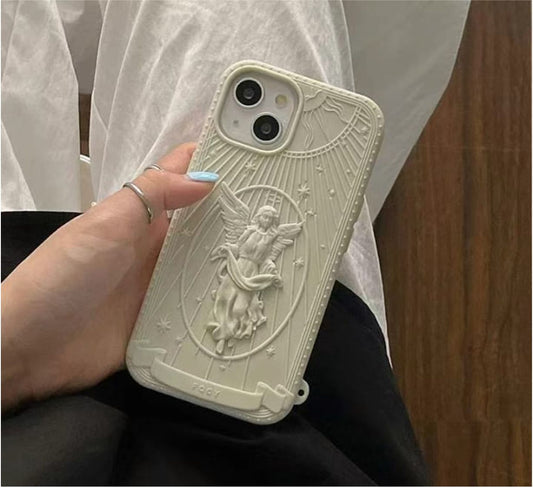 3D angel relief carved iPhone case