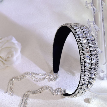 Luxury Shiny Pink Crystal Headband – Rhinestone Hair Accessory for Women & Brides