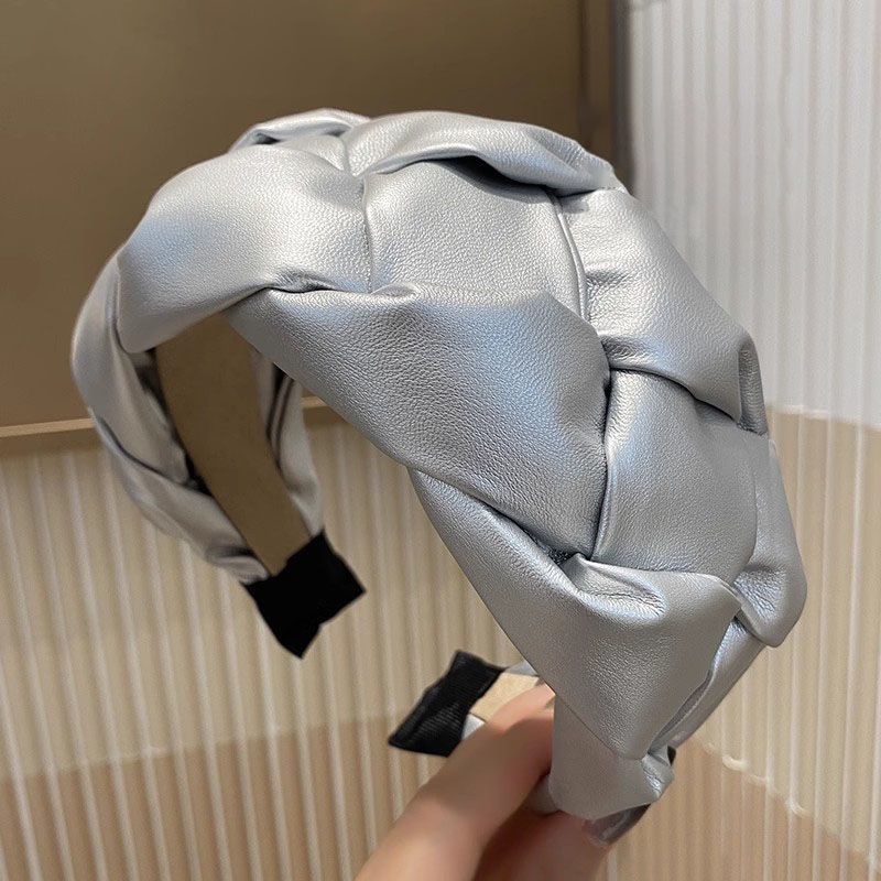 Luxe Silver Braided Headband – Timeless Elegance in Faux Leather