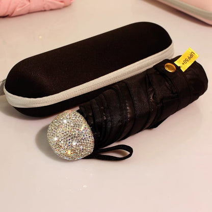 Luxury Diamond Hand Umbrella – UV Protection, Portable, Travel Case