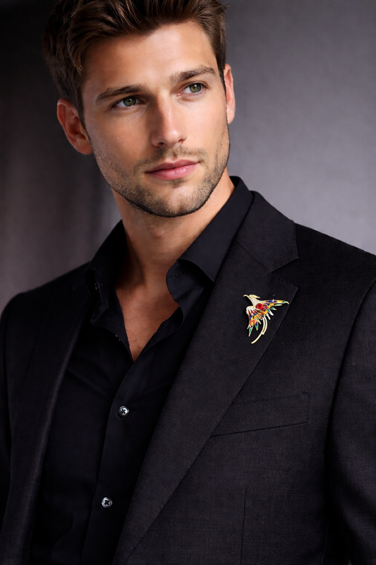 Phoenix Flight Crystal Brooch – Multicolor Statement Bird Pin