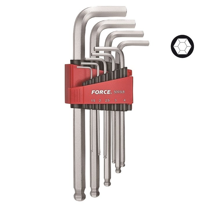 Force 9pc Long Hex Ball Point Key Set (Code - 5093LB)
