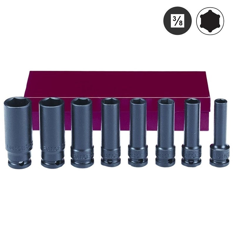 Force 8pc 3/8"DR. 6PT. Flank Deep Impact Socket Set (Code - 3084)