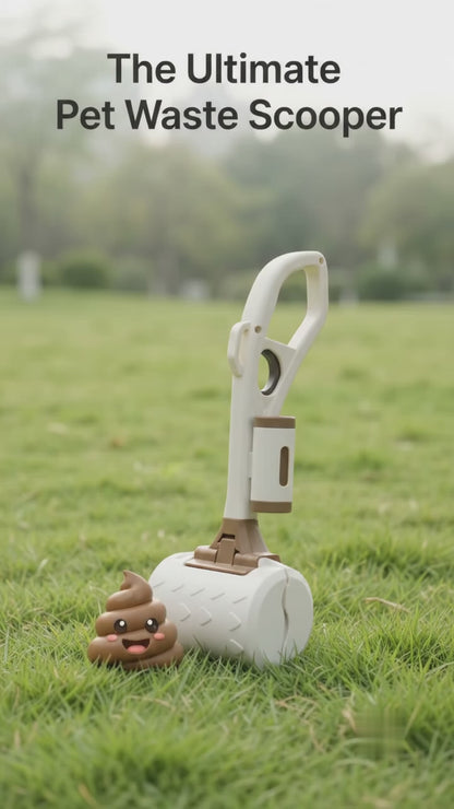 Portable Pet Poop Scooper with Waste Bag Dispenser – Durable ABS Dog & Cat Pooper Picker Upper for Outdoor & Indoor Use