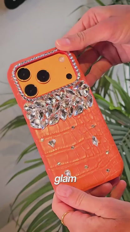 Aurelia Crystal Cascade Croc-Texture Luxury Case for iPhone 17 Pro & 17 Pro Max